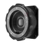 Z-CAM TurboMount (EF) objektyvo adapteris Z-Cam E2-M4, su metaliniu tvirtinimo žiedu su Lock ir Unlock ženklais bei auksiniais elektros kontaktais.