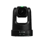 Z-CAM P2-R1N PTZ kamera, juodas korpusas, 4K Ultra HD, 18x optinis priartinimas, priekinis vaizdas su žaliu maitinimo LED ir apšviestais statuso bei tinklo indikatoriais ant pagrindo