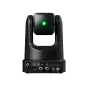 Atsarginis Z-CAM P2-R1N PTZ kameros vaizdas su žaliu maitinimo LED, turintis HDMI, 3G-SDI, Ethernet, USB-C, garso įėjimus, maitinimo jungtį, SD kortelės lizdą ir PoE+ prievadus galiniame skydelyje.