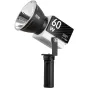 Zhiyun Molus G60 Combo 60W COB šviesa su oranžiniu akcentu ir juoda rankena, su mini atspindžiu šone.