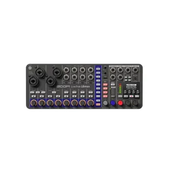 Zoom LiveTrak L6max EU versija 12-kanalų kompaktiškas audio mikseris su priekinio skydelio XLR kombinuotais įėjimais, 8 linijiniais įėjimais, reguliavimo rankenėlėmis, OLED ekranu, ausinių ir monitorių išėjimais bei USB audio in