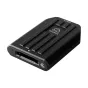 Atomos USB4 CFexpress Card Reader – juodas aliuminio korpusas su USB4 prievadu, CFexpress Type B slotu, raudonu LED indikatorių ir Atomos logotipu, demonstruojantis ultra greitą 40 Gbps duomenų perdavimo galimybę.