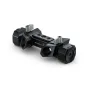 Blackmagic Design URSA Cine rosetės laikiklis, juodas metalas su dviem sidabriniais reguliavimo mygtukais, šoninis vaizdas ant balto fono