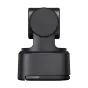 OBSBOT Tiny 2 Lite Smart Remote Control 2 su kompaktišku juodu korpusu, apvaliu valdymo padu ir ergonomišku dizainu profesionaliems vaizdo skambučiams ir turinio kūrimui.
