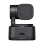 OBSBOT Tiny 2 Lite PTZ kamera su reguliuojama kompozicija ir rankų sekimo funkcija, sumontuota ant pagrindo su USB-C prievadu.