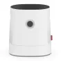 BONECO Humidifier Air Washer W220 baltas cilindrinis drėkintuvas su juodu perforuotu viršumi, priekinis sukamojo valdymo mygtukas ir žalias LED indikatorius, šoninės perforuotos ventiliacijos angos ir raudona BONECO etiketė