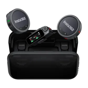 Insta360 Mic Pro Graphite Black bevielio lavalier mikrofono komplektas su dviem siųstuvais ir vienu imtuvu atviroje įkrovimo dėžutėje, su E‑ink ekranu ir iki 30 valandų baterijos veikimo laiku. Insta360 Mic Pro Graphite Black bevielio lavalier mikrofono komplektas su dviem siųstuvais ir vienu imtuvu atviroje įkrovimo dėžutėje, su E‑ink ekranu ir iki 30 valandų baterijos veikimo laiku.