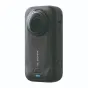 Insta360 X6 Standard Bundle Midnight Black 360° transliacijos kamera su dideliu apvaliu objektyvu, tekstūruotu laikikliu ir mėlynu LED indikatoriumi