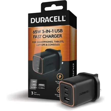 DURACELL MOBILE CHARGER WALL 65W/BLACK DRACUSB25-EU DURACELL