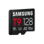Samsung T9 128GB microSDXC atminties kortelė, matoma iš priekio ant balto fono
