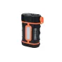 Celestron Powertank Lithium Pro nešiojamas energijos bankas su oranžiniais akcentais, priekinė LED panelė, 12 V DC ir USB prievadai, kompaktiškas dizainas astronomijai ir kempingui