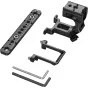 SmallRig 6781 papildymo stiprinimo pločiai komplektas Sony XLR-H2B, apimantis ilgą perforuotą metalinę plokštę, U-formos tvirtinimo laikiklį, L-formos spaustuvą ir dvi šešiakampes raktus juodos ir sidabrinės spalvos, visi skirti
