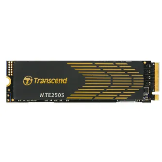 Transcend PCIe M.2 SSD 250S, juodas PCB su auksine juostele, auksinis kraštinis jungtis, PCIe Gen4 x4 NVMe vidinis SSD