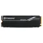 Transcend MTE250H PCIe Gen4 x4 M.2 SSD 2280 su juoduoju radiatoriumi, baltu logotipu ir auksiniu jungtimi