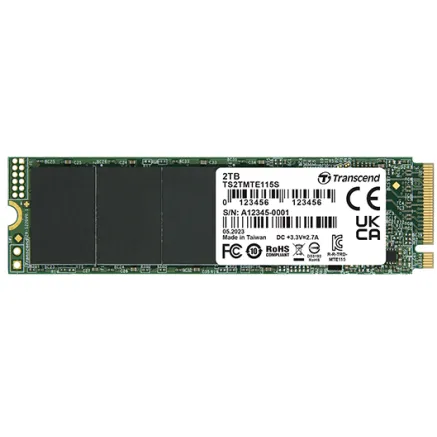 TRANSCEND PCIe M.2 SSD 115S, M.2 2280,PCIe Gen3x4, NVMe, TLC, DRAM-less I 1TB