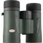 Kowa BD III 32-8 XD binoskopai su tamsiai žaliu tekstūru korpusu, juodais guminiu akinių kraštu, centriniu fokusavimo ratuku ir Kowa logotipu kairėje vamzdyje