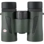 Kowa BD III 32-10 XD kompakti binokliai su 10x didinimu, 32 mm objektyvais, alyvuogių tekstūruotas korpusas, juodi gumos akinių antgaliai ir šoninės rankenos, centrinis fokusavimo ratukas, Kowa logotipas kairėje