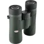 Kowa BD III 42-8 XD binokliai su žaliu guminio korpusu, juodu centriniu fokusavimo ratuku su Kowa logotipu, 42 mm objektyvais ir 8× priartinimu paukščių stebėjimui ir laukinės gamtos stebėjimui.