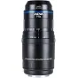 Laowa 45 mm f/2.8 1-5X Ultra Macro objektyvas Sony FE, su parfokaliu zoomu, vidiniu fokusavimu ir fiksuotu 40,35 mm darbo atstumu, su detalizuotomis žymėmis priekyje.