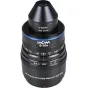 Laowa 5‑10x ultra‑makro 17,5 mm f/1,7 objektyvas Nikon F, su 22,48 mm darbo atstumu, mėlynu akcento žiedu ir pilno dydžio priekiu, idealiai tinka didelio padidinimo makrofotografijai.