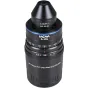 Laowa Aksen 17,5 mm f/1,7 5–10X Ultra Macro APO objektyvas L-Mount, juodas korpusas su fokuso ir diafragmos žiedais, priekinis dangtelis, nurodantis 5–10x didinimą ir 22,48 mm darbo atstumą