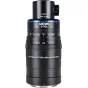 Laowa Aksen 17,5 mm f/1,7 5–10X Ultra Macro APO objektyvas Nikon Z, su koaksiālo apšvietimo valdymo rankenėle, mėlynu akcentu, fokuso atstumo skale ir raudonu indikatoriumi, pabrėžiantis 5–10x makro galimybes ir 22,48 mm darbo a