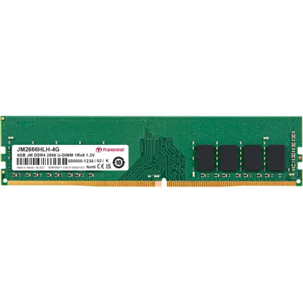 TRANSCEND JetRAM DDR4-2666 U-DIMM CL19 (1Rx8) 4GB