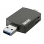 Newell OTG 4‑in‑1 USB 3.0 kortelių skaitytuvas, kompaktiškas juodas aliuminio korpusas su USB‑A jungtimi ir dviem SD/microSD lizdais