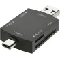 Newell OTG 4‑in‑1 USB 3.0 kortelių skaitytuvas, kompaktiškas aliuminio korpusas su USB‑A ir USB‑C jungtimis bei SD/microSD lizdais