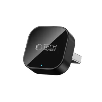 Tech-Protect bevielio CarPlay/Android Auto adapteris, juodas kompaktiškas įrenginys su blizgiu viršumi, įjungtas mėlynas LED indikatorius, matomas USB jungtis, paruoštas naudoti. Tech-Protect bevielio CarPlay/Android Auto adapteris, juodas kompaktiškas įrenginys su blizgiu viršumi, įjungtas mėlynas LED indikatorius, matomas USB jungtis, paruoštas naudoti.
