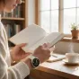 Tech‑Protect silikoninė laikrodžio apyrankė (starlight) Samsung Galaxy Watch 40/44/46 mm, tvirtai uždėta ant riešo, kol nešėja skaito knygą