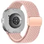 Tech-Protect pelenų rožinės spalvos pintas nailono laikrodžio dirželis Samsung Galaxy Watch 40/44/46mm, su sidabriniu korpusu ir rožinės aukso užsegimu.