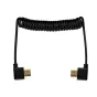 MITOYA kampinis spiralinės HDMI kabelis 50 cm su auksu padengtais kairiais ir dešiniais jungtimis