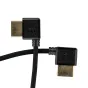 MITOYA 50 cm kampinis HDMI kabelis su auksuotais kairės ir dešinės jungtimis, juodas spiralinis kabelis