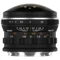 AstrHori 6mm f/2.8 pilno kadro cirkulinis fisheye objektyvas Nikon Z, priekinis vaizdas rodo matinį juodą kupolą, fokusavimo atstumo skalę metrais ir pėdomis, diafragmos žiedą su f/2.8 iki f/16 žymėjimais ir metalinį tvirtinimą.