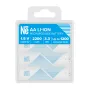 Newell AA Li‑ion įkraunamų baterijų rinkinys, 4 vnt., skaidriame blistrų pakete su mėlyna etikete, nurodančia 1,5 V, 2200 mAh talpą, 3,3 Wh energiją ir iki 1200 įkrovimo ciklų.