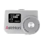 Sidabrinis AstrHori AH-M1 šviesos matuoklis su OLED ekranu, rodančiu EV15.1, 1/2000 s, F4, ir dideliu reguliavimo ratuku su www.AstrHori.com