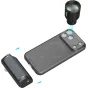 SmallRig 3,5x telefoto lente į iPhone 18 Pro kamerą įterpta, su atsisakytaju, kas tur baterijos funkciją ir spūdžiausį mygtuką, parodžiam kaip pilnų komplekto.