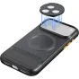 SmallRig 6742 įvežis ir filtrų komplektas iPhone 18 Pro Max, įsikūręjuoju melčiuos magneto įvežį su duobuliu stovėjimu ir atsiskaitejoamu CPL filtru, su mėlynais magneto lygumais ir oranžiais mygtukuose.