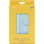 Fujifilm Instax mini albus Frost Blue, rodyta ant žaliaus paketui, užsijungta sintetinėn levų atveju su šnapa ir įtvirtinju instax logotipu, 108 nuotraukų vieta.