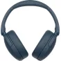 Mėlybaltasis Sony WH-CH730N wireless garsas atšaudžiai krūtiņi, redžiami iš viršutinio kampas, parklājot pilnīgi galvą ir galvą.
