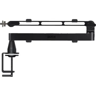 RØDE LPA1 aštriškos profilių studijaus ramparna su stūdžiu, melna metalinis konstrukcija, 750 mm įtartumas, 360° artikulacija, tikslinis geraklumas ir integruotas kabliavimo valdymas iki 2 kg įkelių.