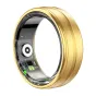 Auksoji Colmi R06 smart ring 9 dydis su transparentų pusėje, atskleidžia vidutines platinę, sensorį ir magnetinį kablį, Bluetooth 5.0, 5 ATM vandens dirgumos