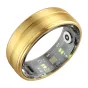Auksoji Colmi R06 smart ring (didelis 12) su transparentu pusėje, kas rodo vidinį elektronikos, Bluetooth 5.0 ir sveikatos įrenginio sensorius