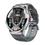 Colmi V69 svaigžus smartwatch su metaliniu kovšiu ir juosilinko įsipareigojimų, 1,85‑duočių HD digitālų ekraną su laiku, baterijos lygumi, žingsniais ir temperatūros, raudona krąsų krūtiņa.