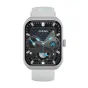 Sildysis Colmi P86 smartwatch su kvadrata kovų, melnu dialu, analoginėmis rogaisčiais ir mėlytu digitāliniu ekranu, rogintojančiu korona, silikoną juosčią su COLMi logotipiu, 400 mAh bateriją, sveikatos ir sporto sekočių funkcij