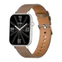 COLMi C28 smartwatch su sudrabu metaliniui kryžiaus ir medžiagų leklu, rodantis analogų dialekso su 12, 3, 6, 9 skaitlių į juosčiausiai juosčiausiai