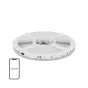 Lepro S1 20 m Wi‑Fi Bluetooth RGBIC LED juosčiai rulėje su pusės sambūrius ir slimtokas, kas rodo Lepro programos logotipį, iliustruojantis akimirksčiai tvirtovės valdymą