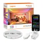 Lepro S1 20 m Wi‑Fi Bluetooth RGBIC žvalystės šniedas su šniedu, alimentatoriu, vadovėju ir smartfonu su programinėmis, prie įvažiavimo su šešiogomis dvasiniųje.