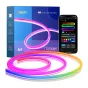 Lepro N1 3 m neonas LED juosčiai su AI šviesodžiu, programinė ir garsia kontrola, su mėlyna paketui, sv coiling į juosčiu ir smartfonu, rodyje kontrolės interfeisu.